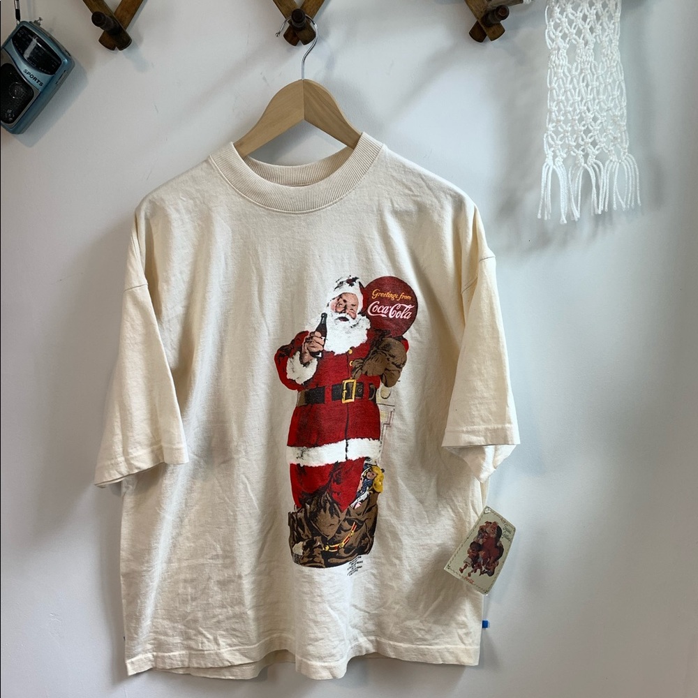 Vintage Coca-Cola Santa T-shirt 1992 Sz Large NWT